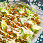 Creamy Vegan Caesar Salad with Roasted Chickpeas and Tahini Caesar Dressing Recipe