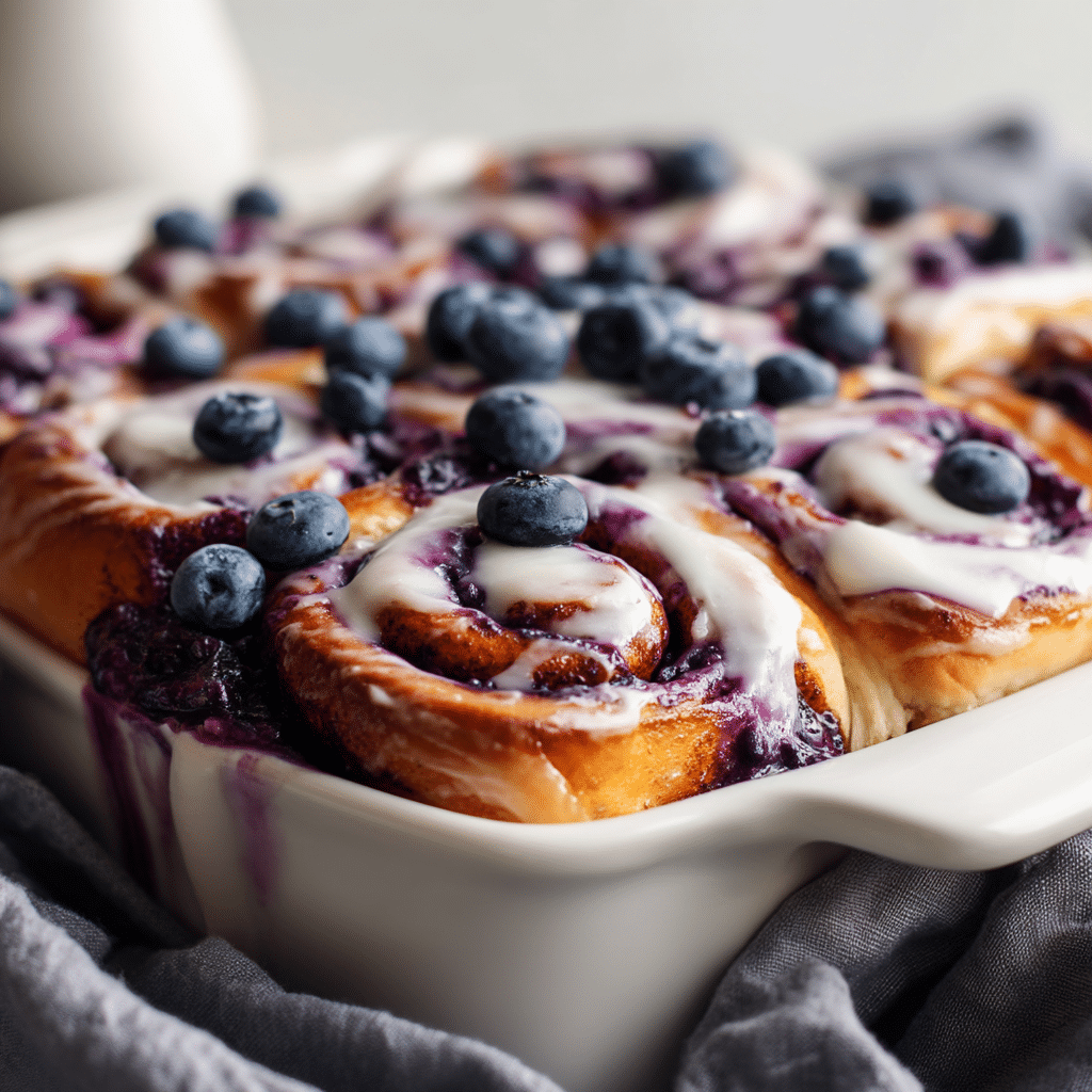Blueberry Cinnamon Rolls with Blueberry Cream Cheese Frosting Recipe