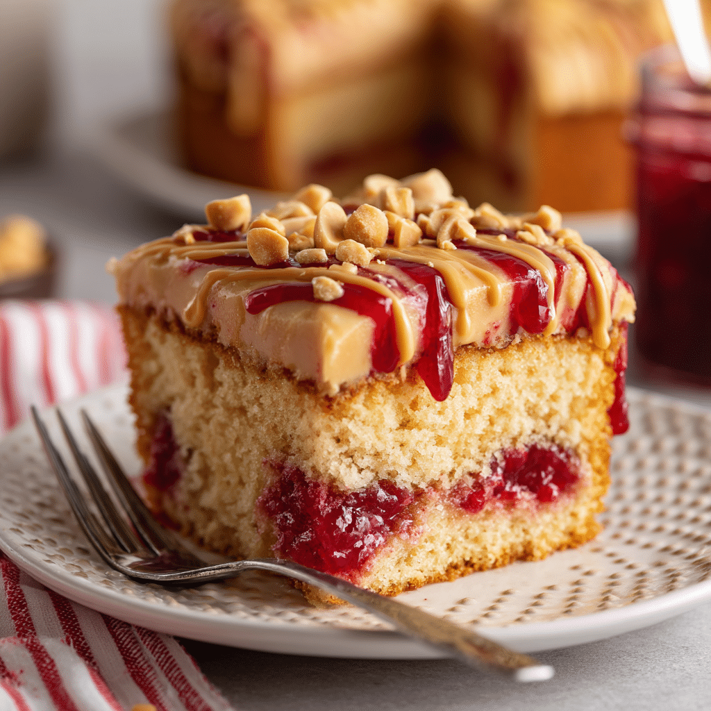 Peanut Butter and Jelly Poke Cake Recipe