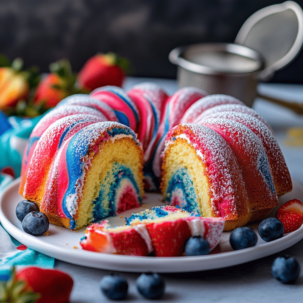 Red White & Blue Marble Cake Recipe