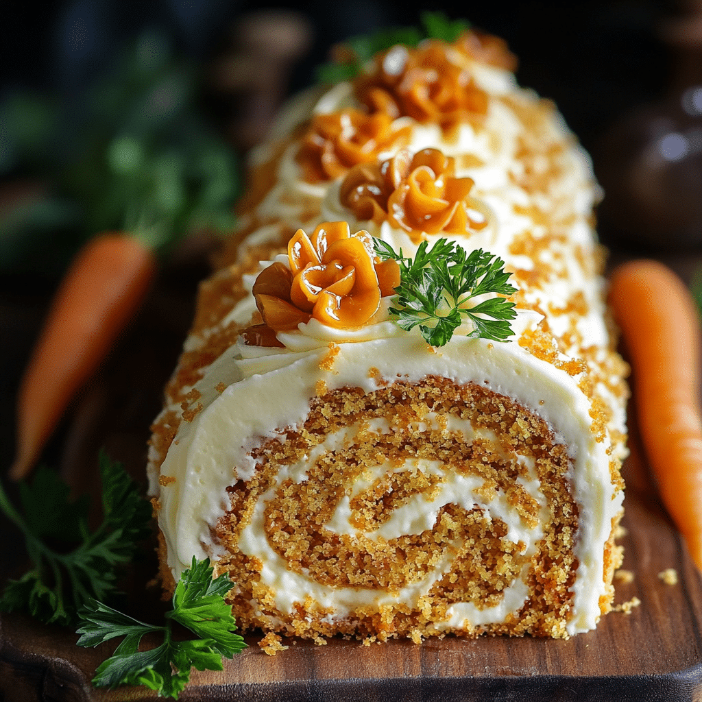 Fluffy Carrot Roll Cake with Cream Cheese Filling Recipe