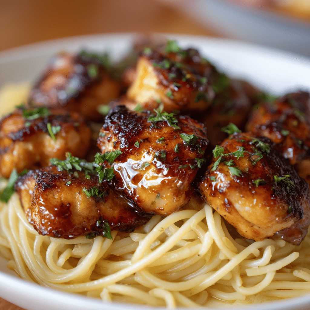 Delicious Garlic Butter Chicken Bites Pasta Recipe