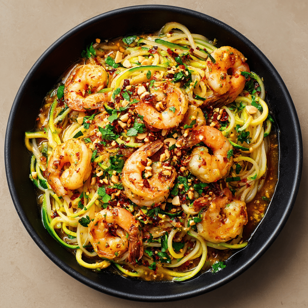 Zucchini Noodle Pad Thai with Shrimp (Low-Carb)