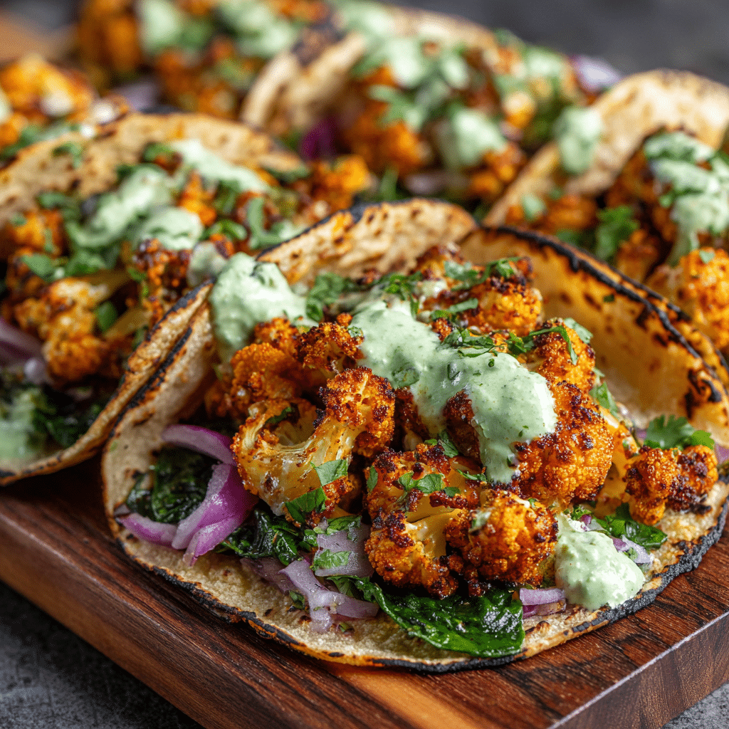 Cauliflower Tacos with Cilantro Lime Crema