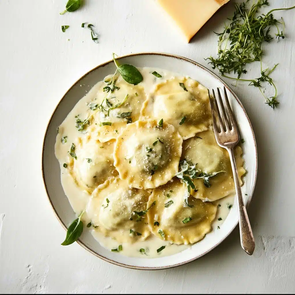 Mushroom Ravioli With Parmesan Cream Sauce Recipe - Recipe Image