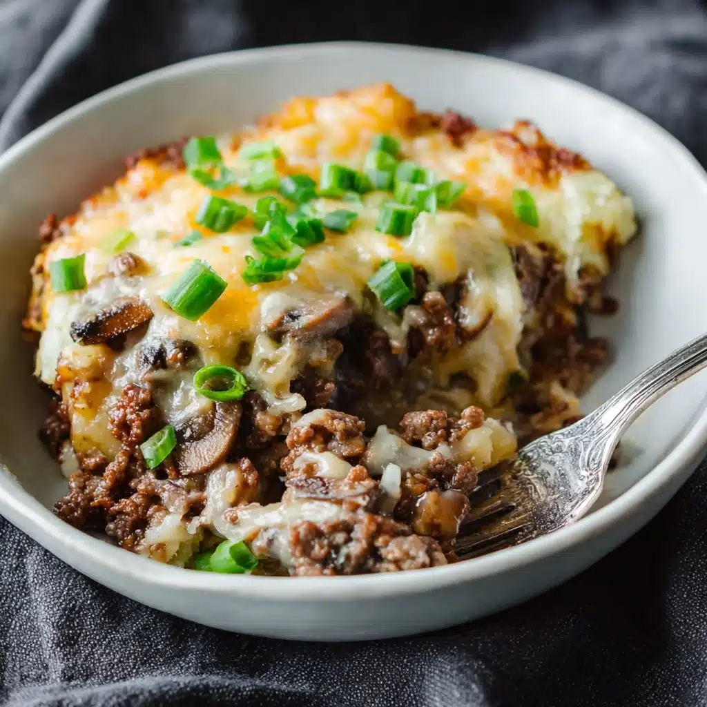 Mushroom Cheeseburger Casserole Recipe - Recipe Image