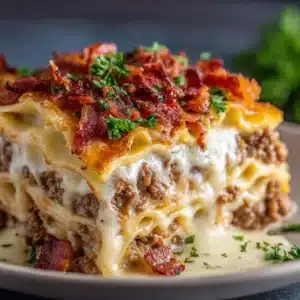 Parmesan Garlic Bacon Lasagna Recipe