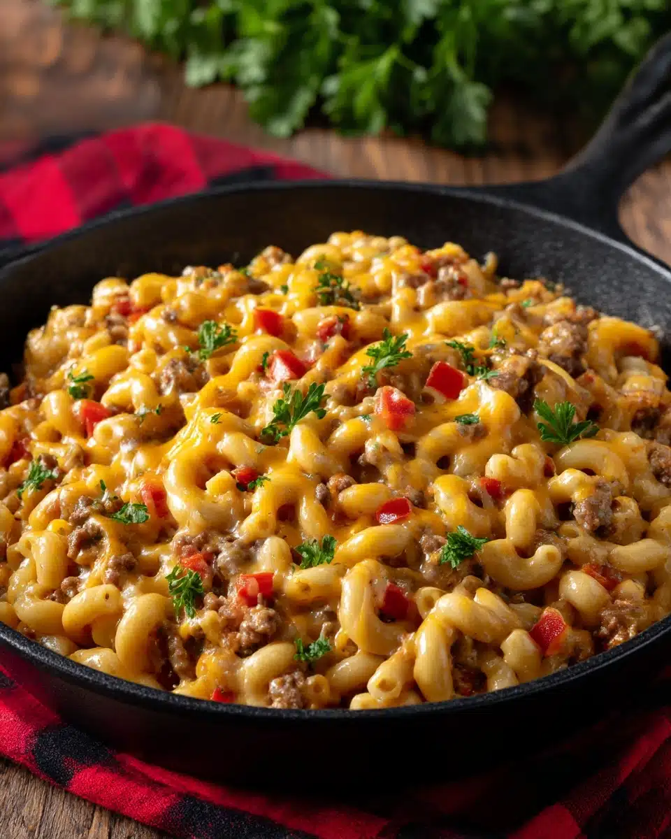 One-Pot Cheeseburger Pasta Skillet Recipe