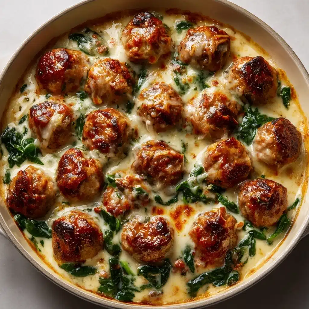 Baked Chicken Ricotta Meatballs with Spinach Alfredo Sauce Recipe - Recipe Image