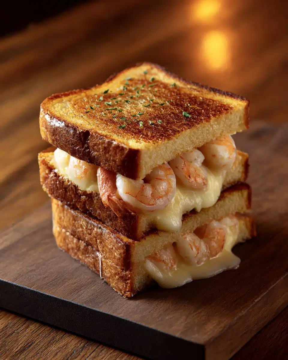 Cheesy Garlic Bread Shrimp Grilled Cheese Recipe