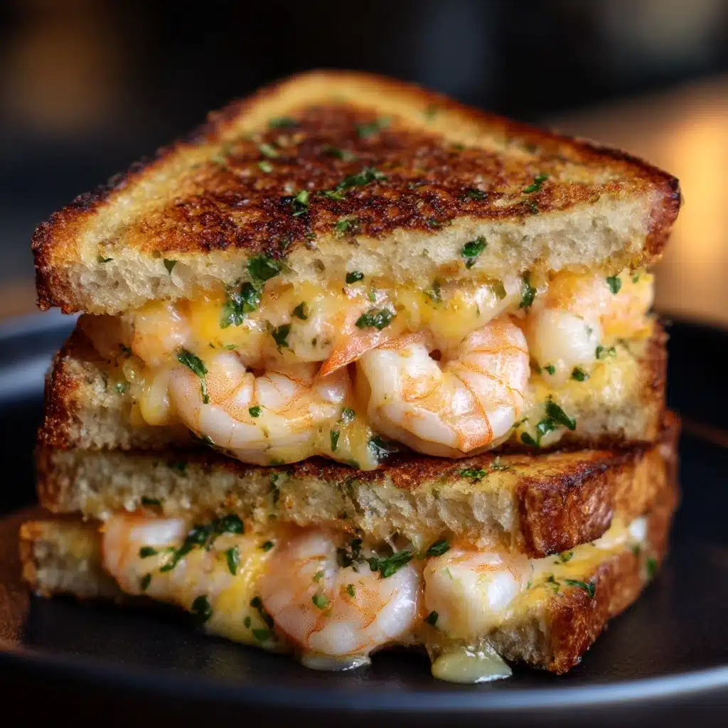 Cheesy Garlic Bread Shrimp Grilled Cheese Recipe - Recipe Image