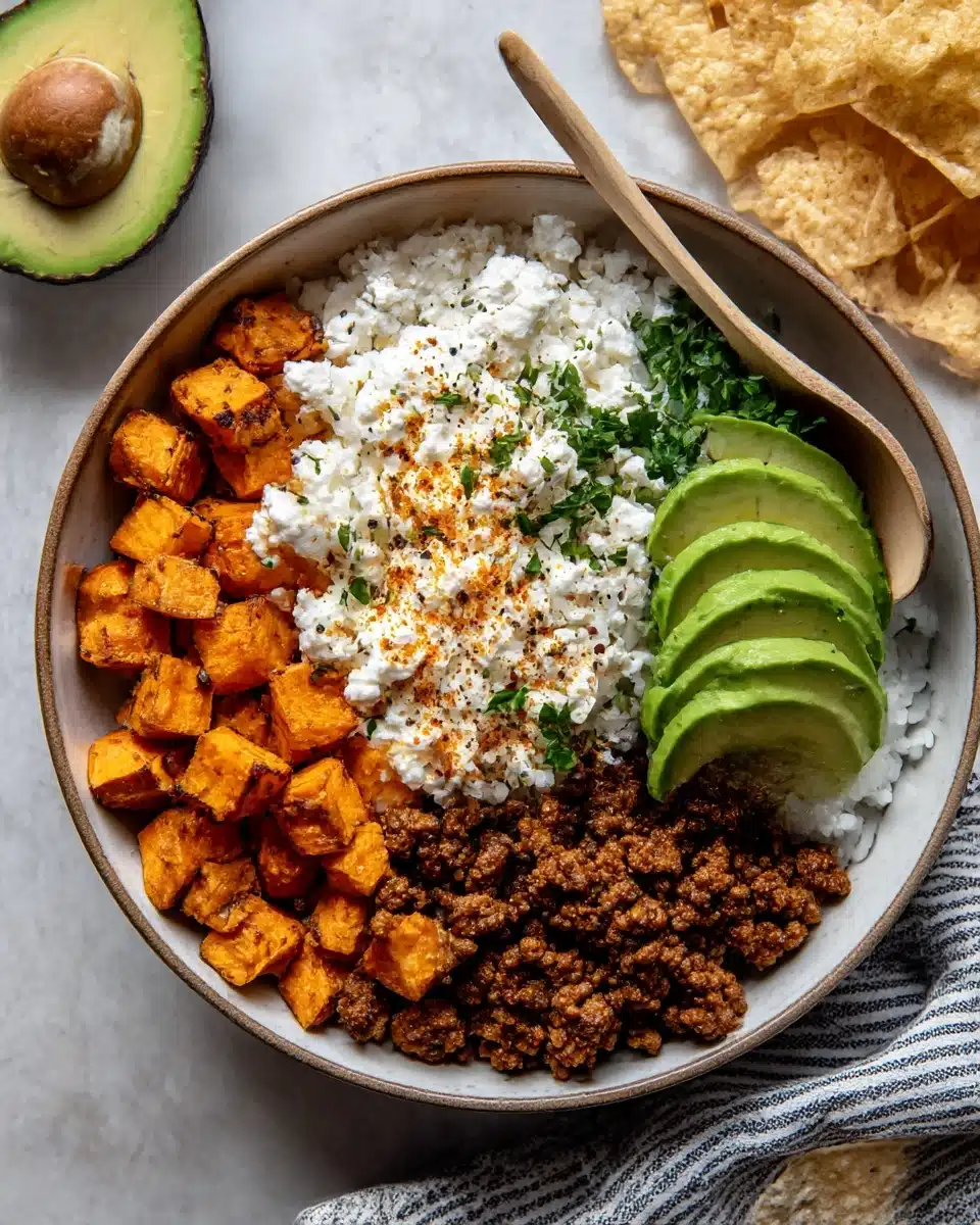Cottage Cheese Ground Beef & Hot Honey Bowls Recipe