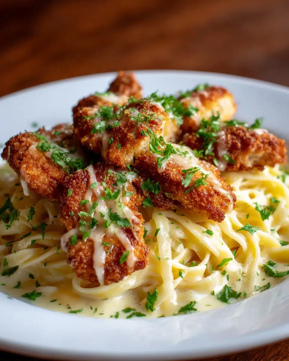 Garlic Butter Chicken Bites with Creamy Parmesan Pasta Recipe