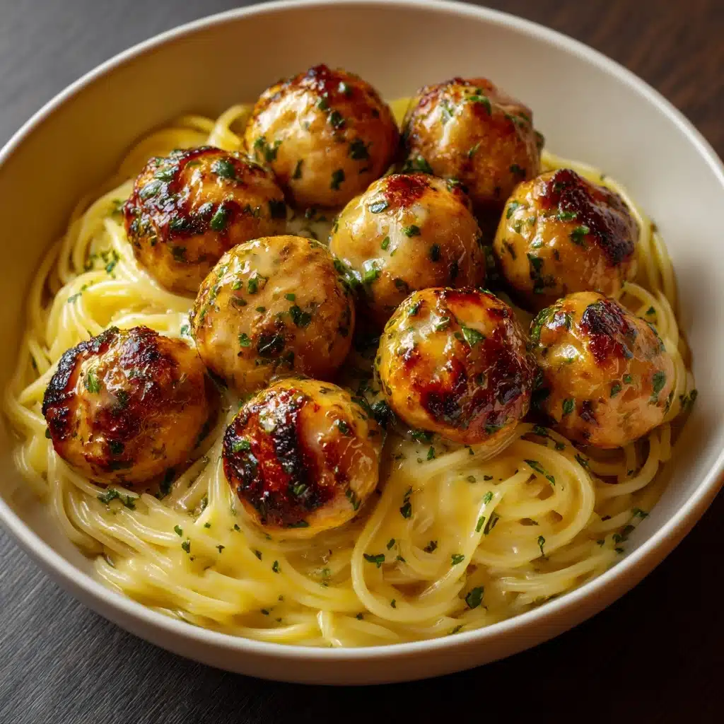 Garlic Butter Chicken Bites with Creamy Parmesan Pasta Recipe - Recipe Image