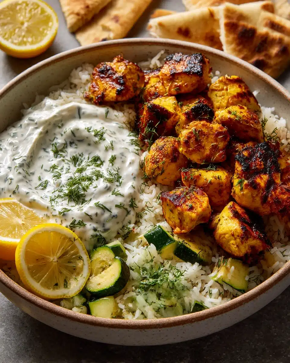 Dump and Bake Chicken Tzatziki with Rice Recipe