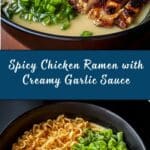 Fiery Chicken Ramen with Creamy Garlic Sauce Recipe