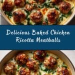 Baked Chicken Ricotta Meatballs with Spinach Alfredo Sauce Recipe