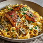 Tuscan Salmon Fettuccine Alfredo
