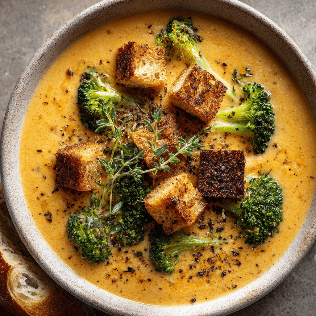 Roasted Broccoli Cheddar Soup