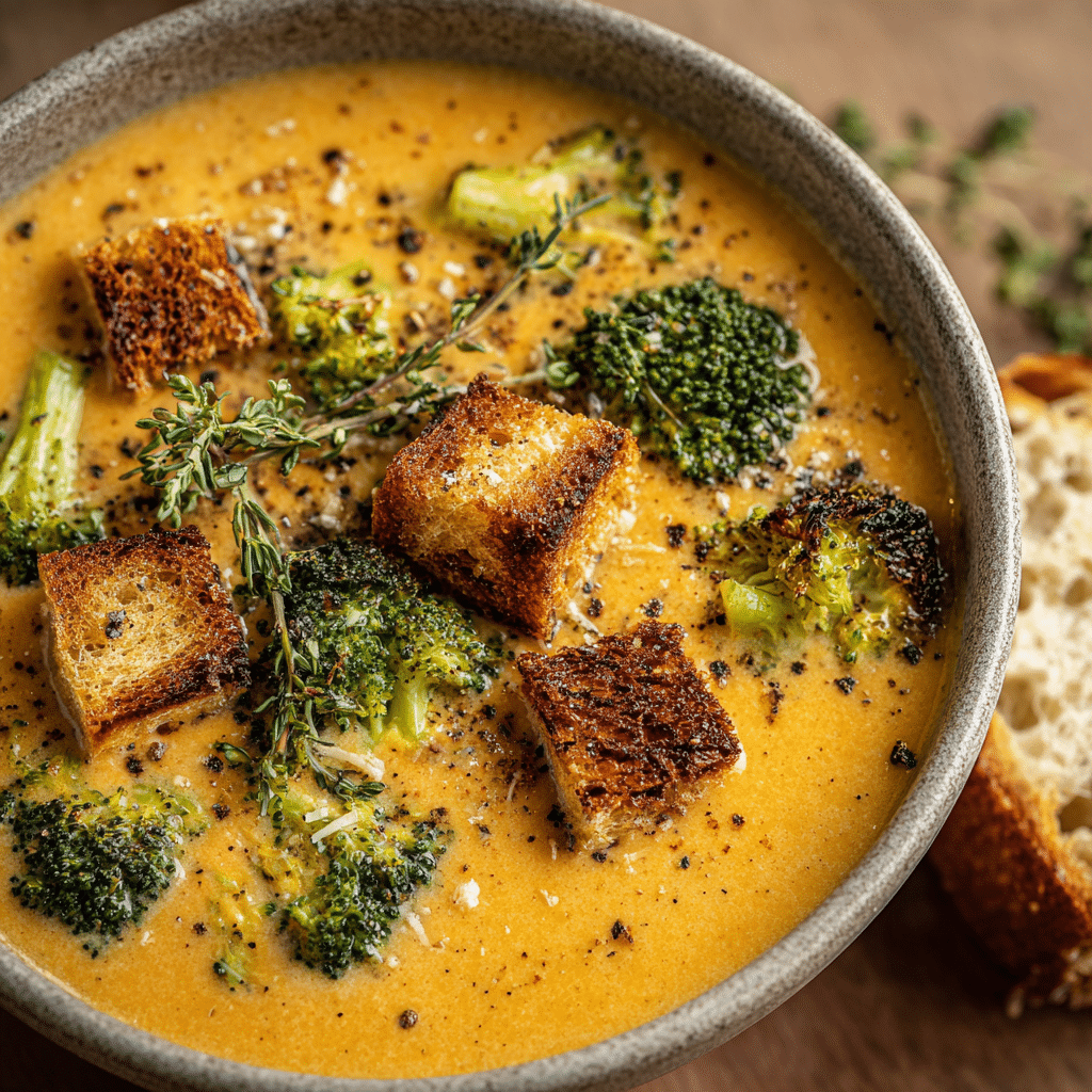 Roasted Broccoli Cheddar Soup