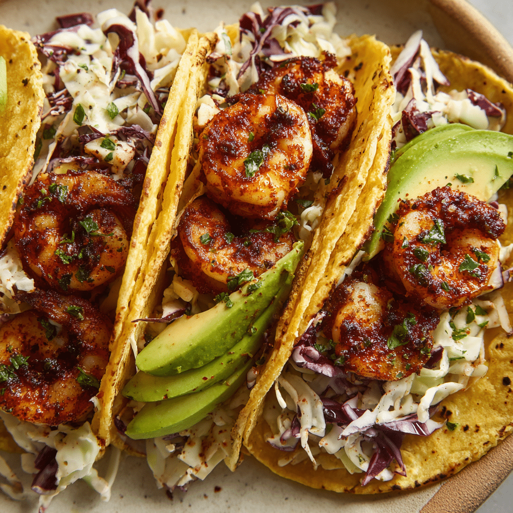 Cilantro Lime Shrimp Tacos with Creamy Slaw