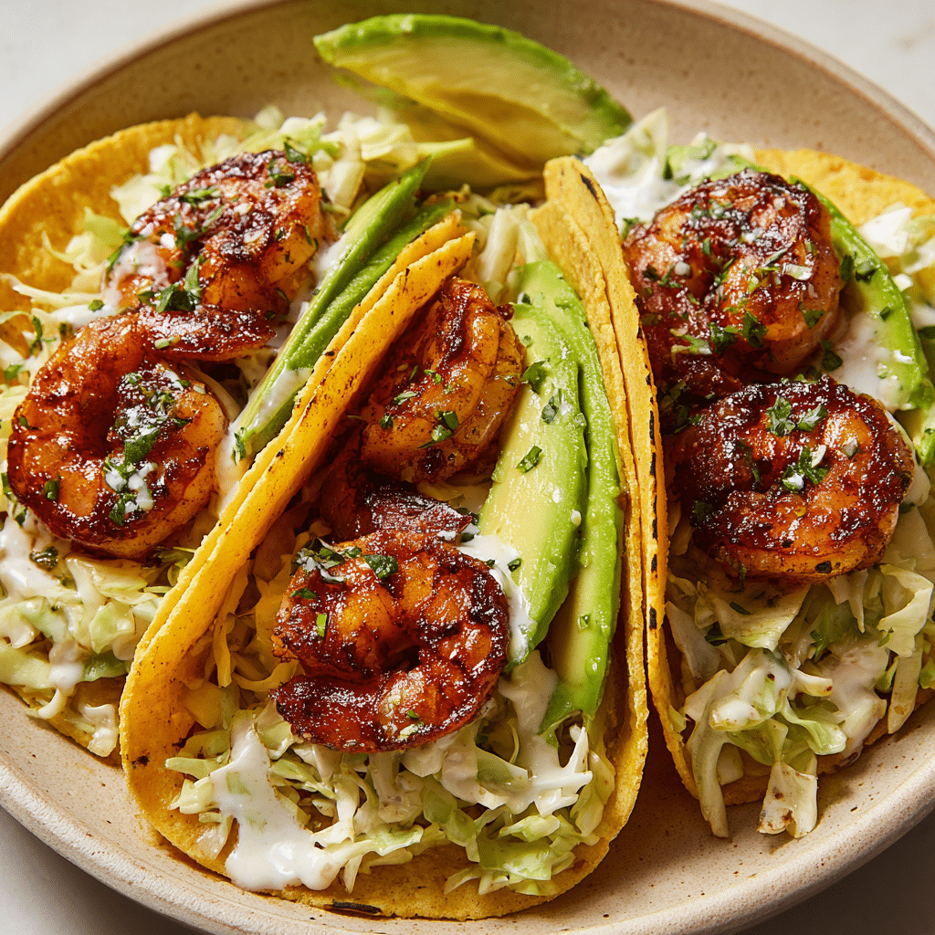 Cilantro Lime Shrimp Tacos with Creamy Slaw