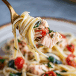 Healthy & Creamy Tuscan Salmon Pasta