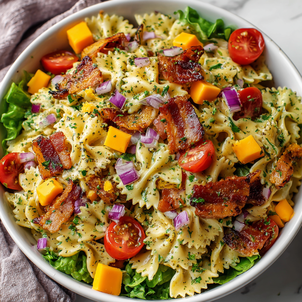 BLT Pasta Salad Recipe (Creamy & Crunchy)