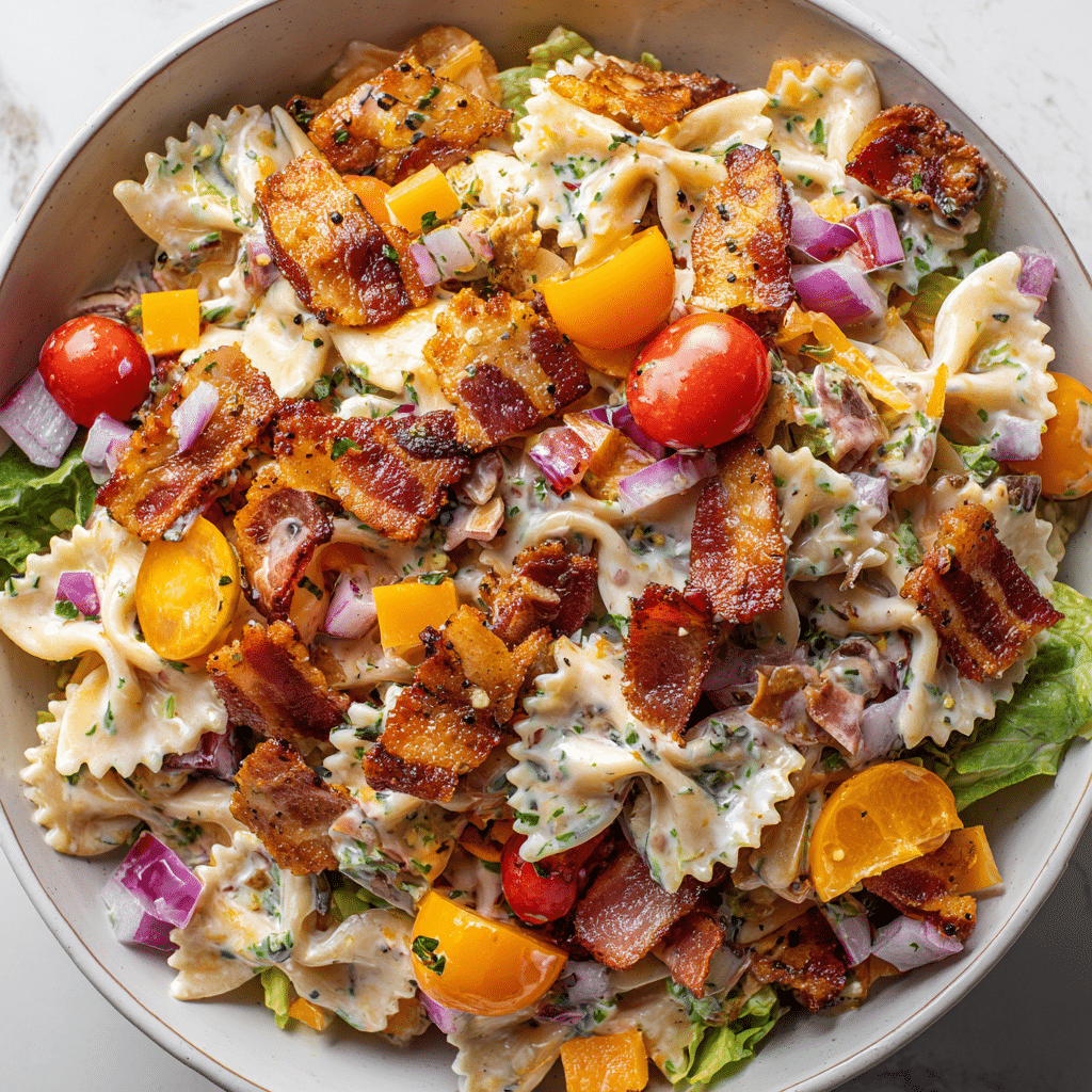 BLT Pasta Salad Recipe (Creamy & Crunchy)