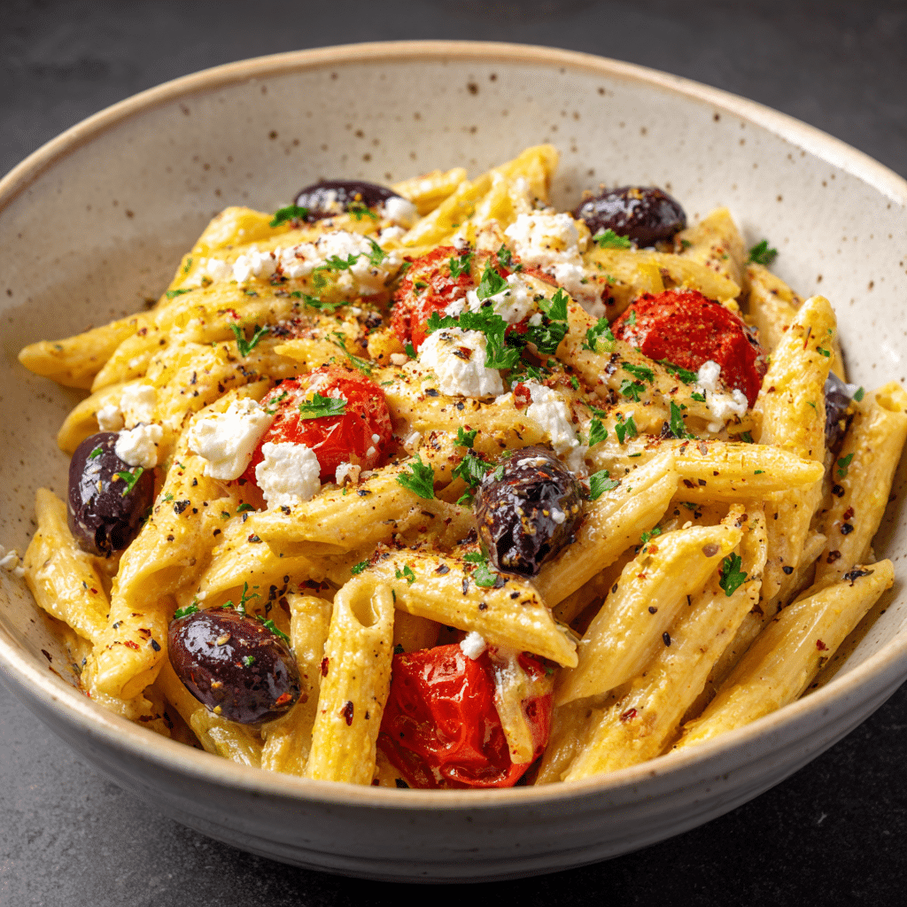 Greek Pasta with Feta & Olives