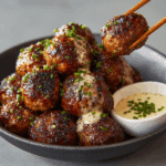 Korean BBQ Meatballs with Spicy Mayo Dip