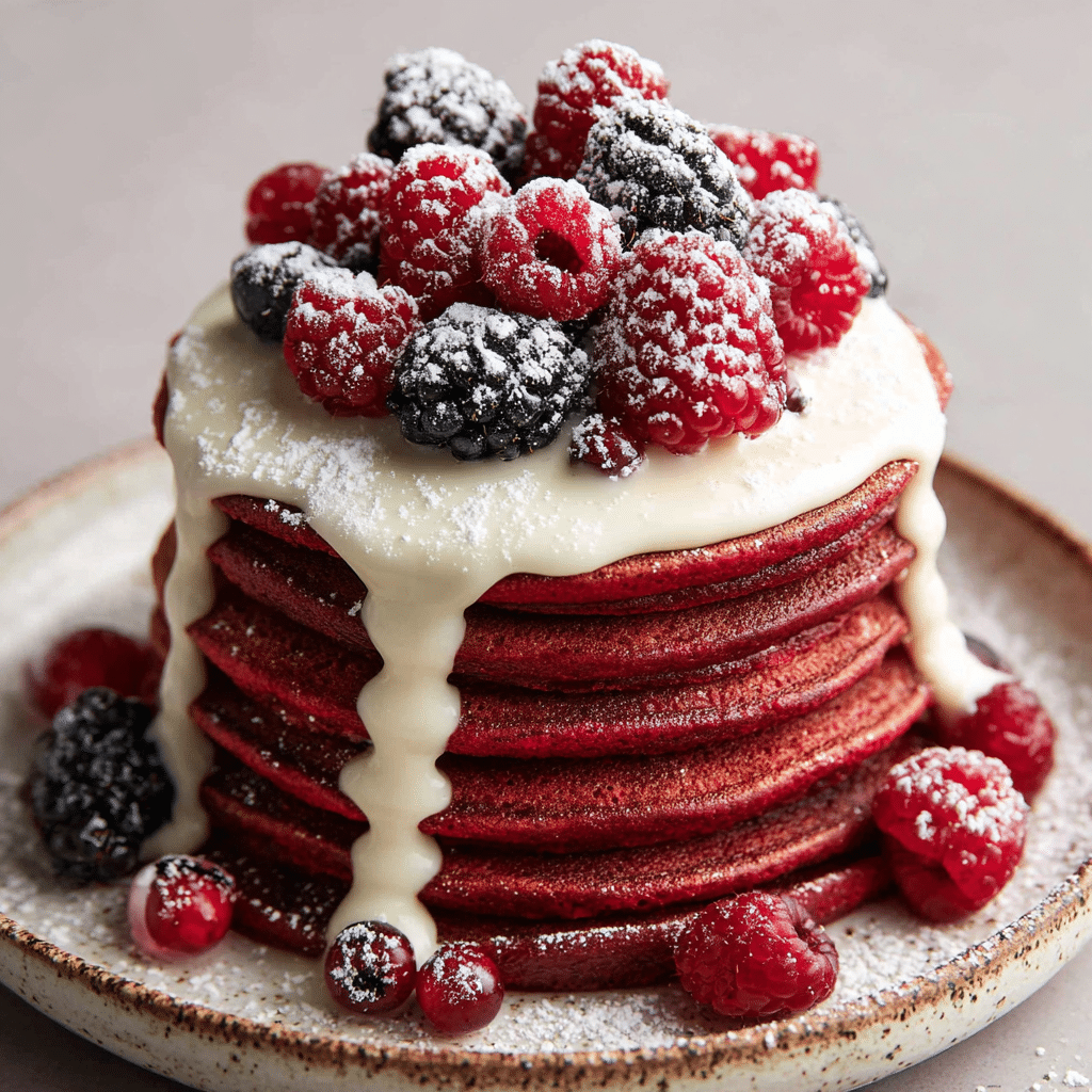 Decadent Red Velvet Pancakes