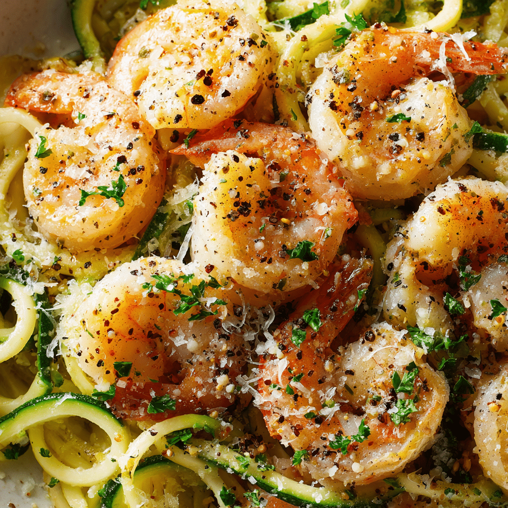One-Pan Lemon Garlic Shrimp and Zucchini Noodles