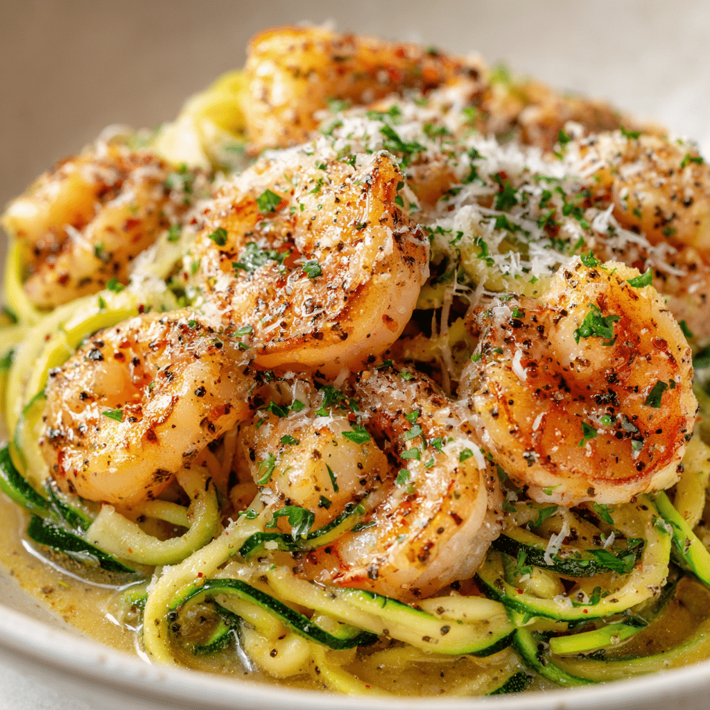 One-Pan Lemon Garlic Shrimp and Zucchini Noodles