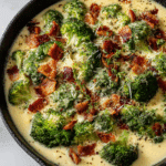 Creamy Garlic Parmesan Broccoli with Bacon