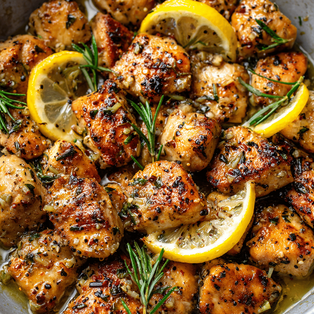 Zesty Lemon Garlic Rosemary Chicken Bites