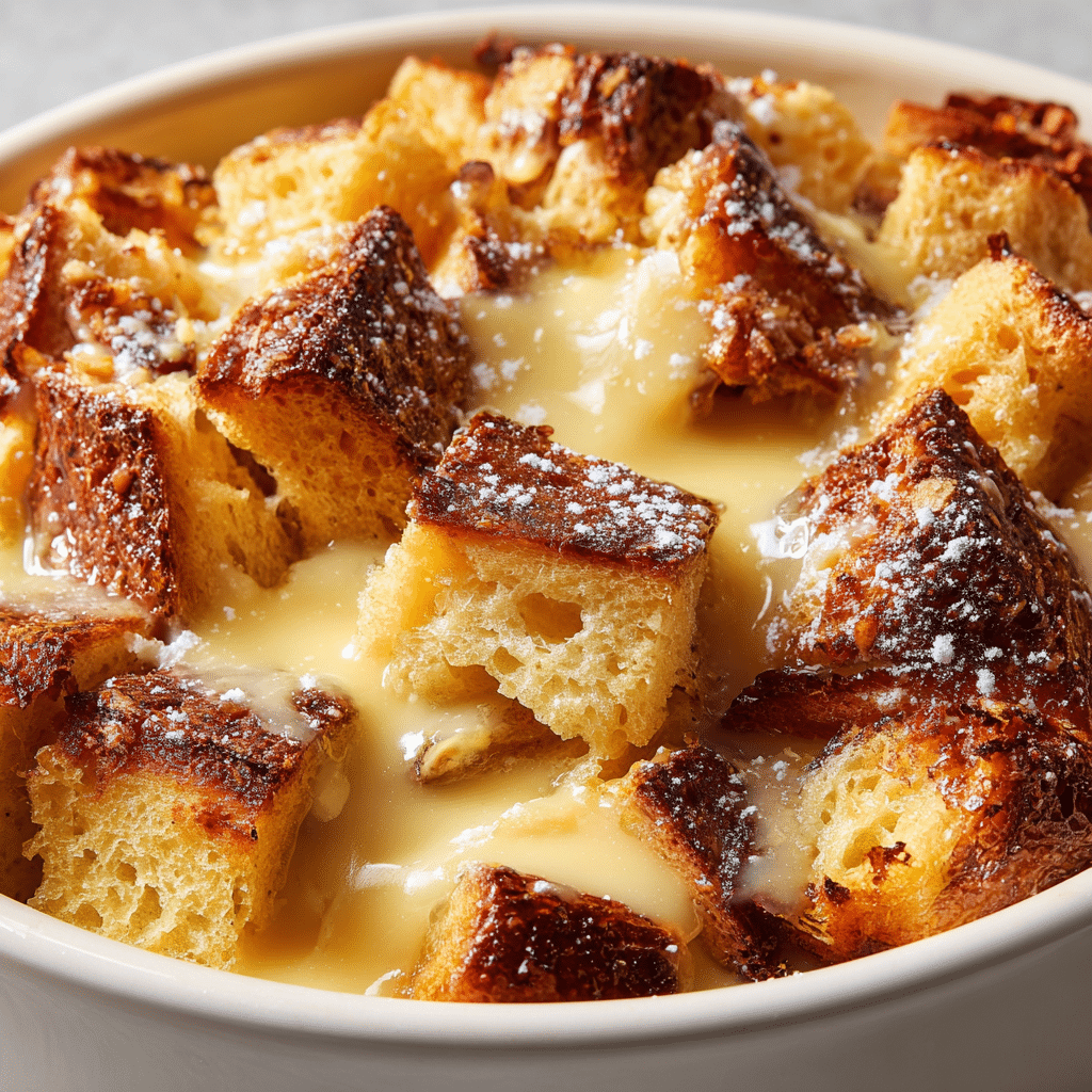 Classic Bread Pudding with Vanilla Sauce