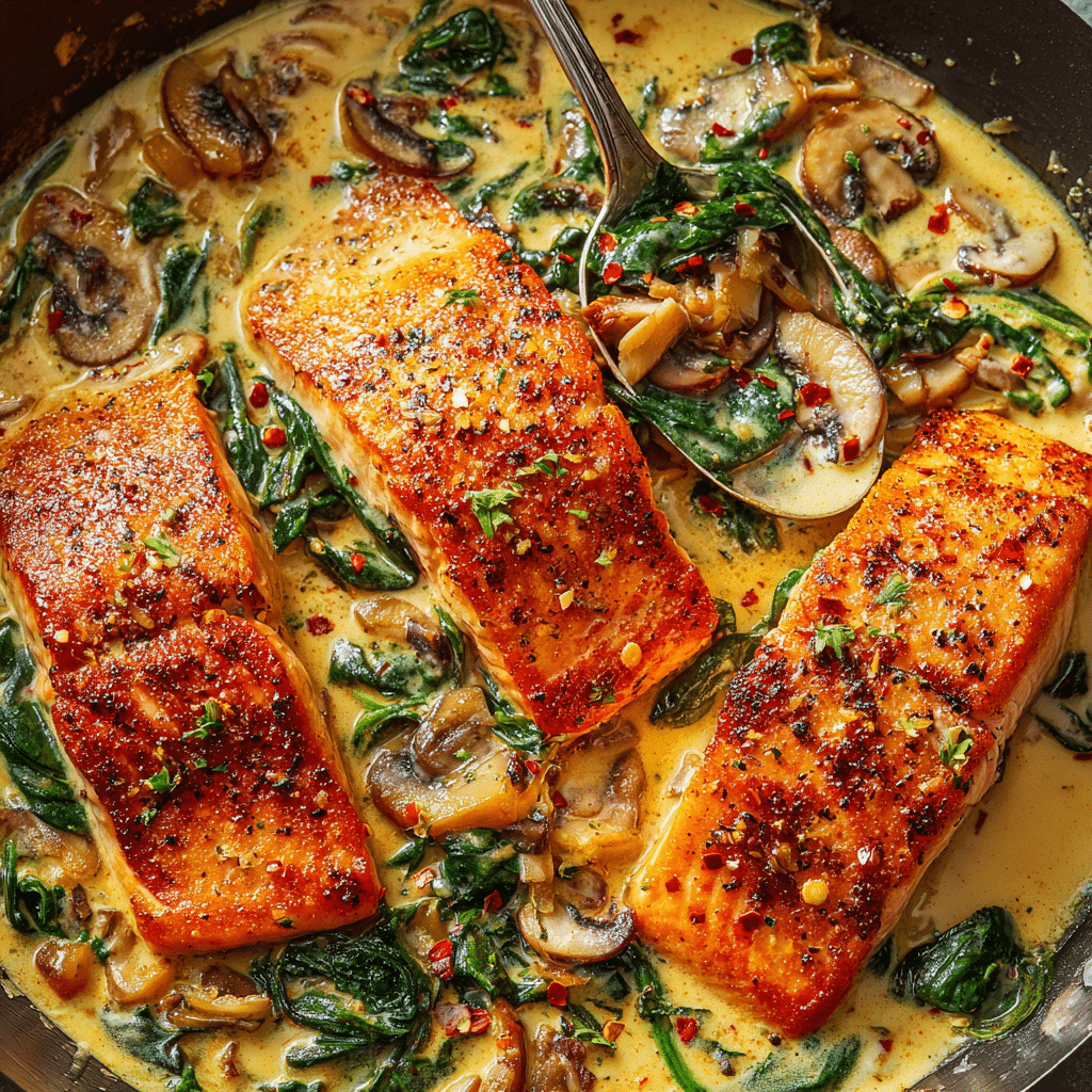 Easy Creamy Salmon Florentine