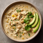 Slow Cooker Creamy Green Chile Chicken Enchilada Soup