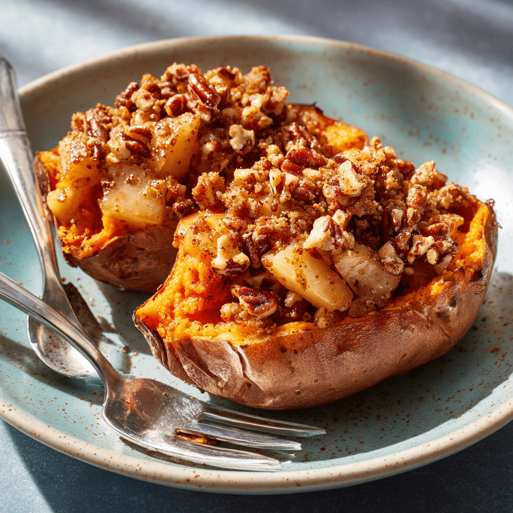 Apple Spiced Stuffed Sweet Potatoes