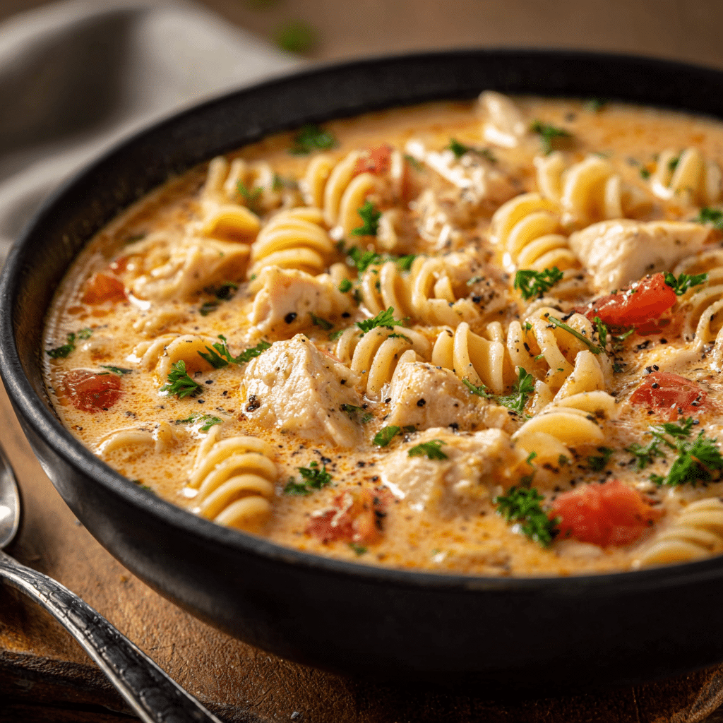 Creamy Cajun Chicken Pasta Soup