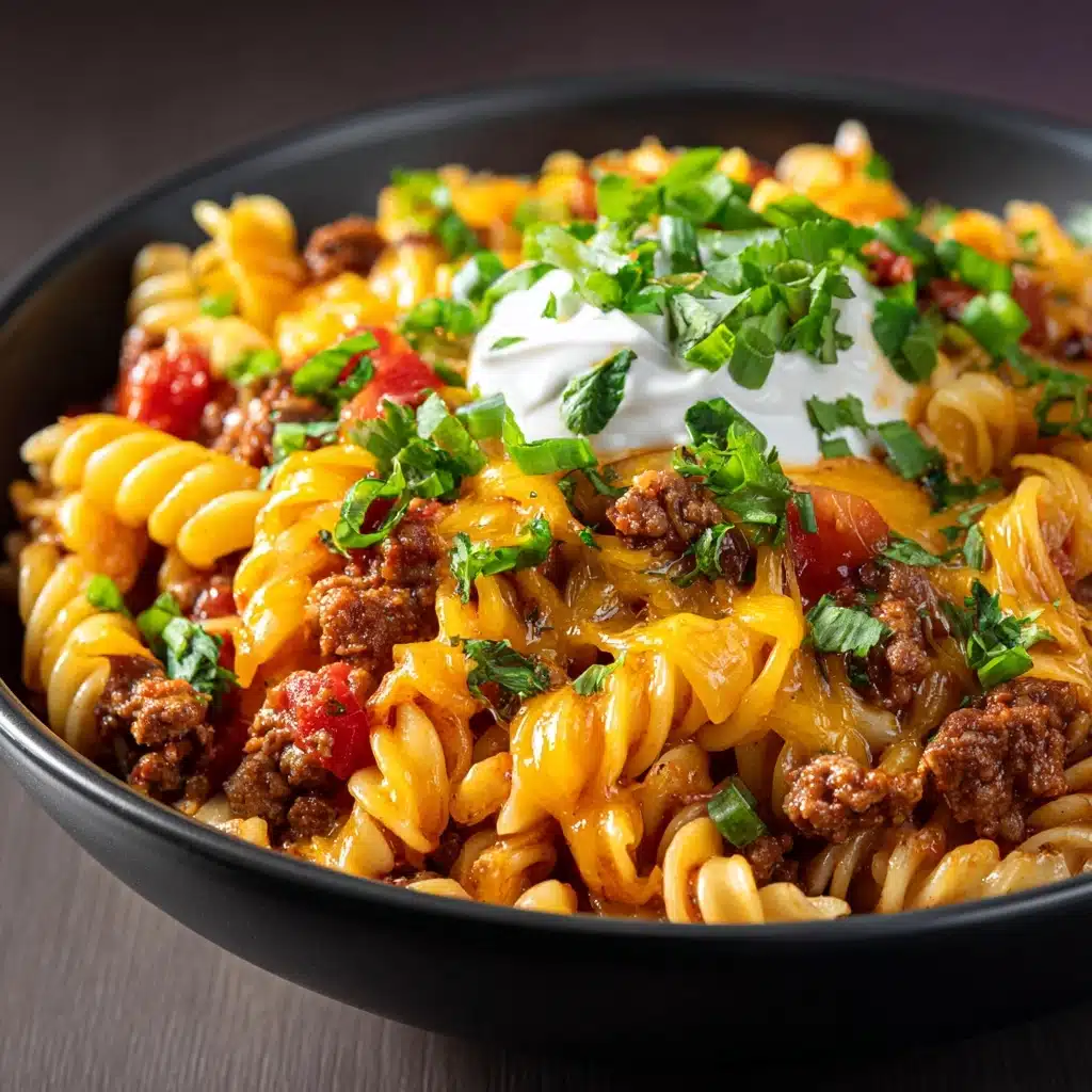 One Pot Beef Taco Pasta Recipe - Recipe Image