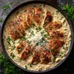One-Pan Creamy Parmesan Chicken & Rice Recipe