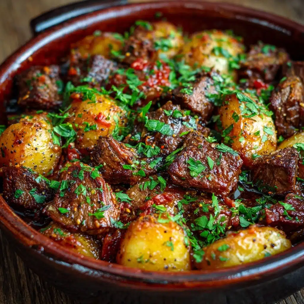 Slow Cooker Garlic Butter Beef Bites & Potatoes Recipe - Recipe Image