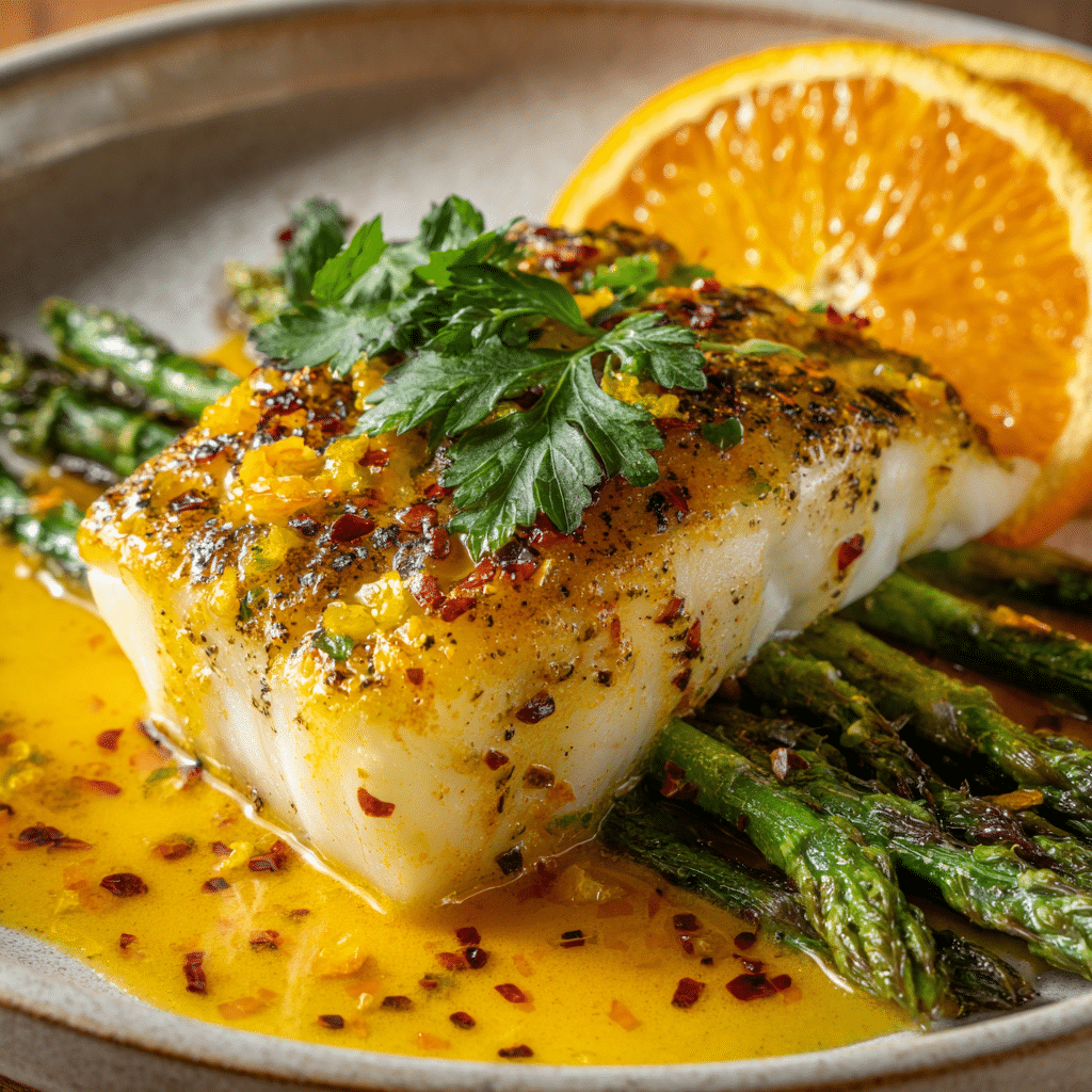 Baked Cod with Orange Beurre Blanc Recipe