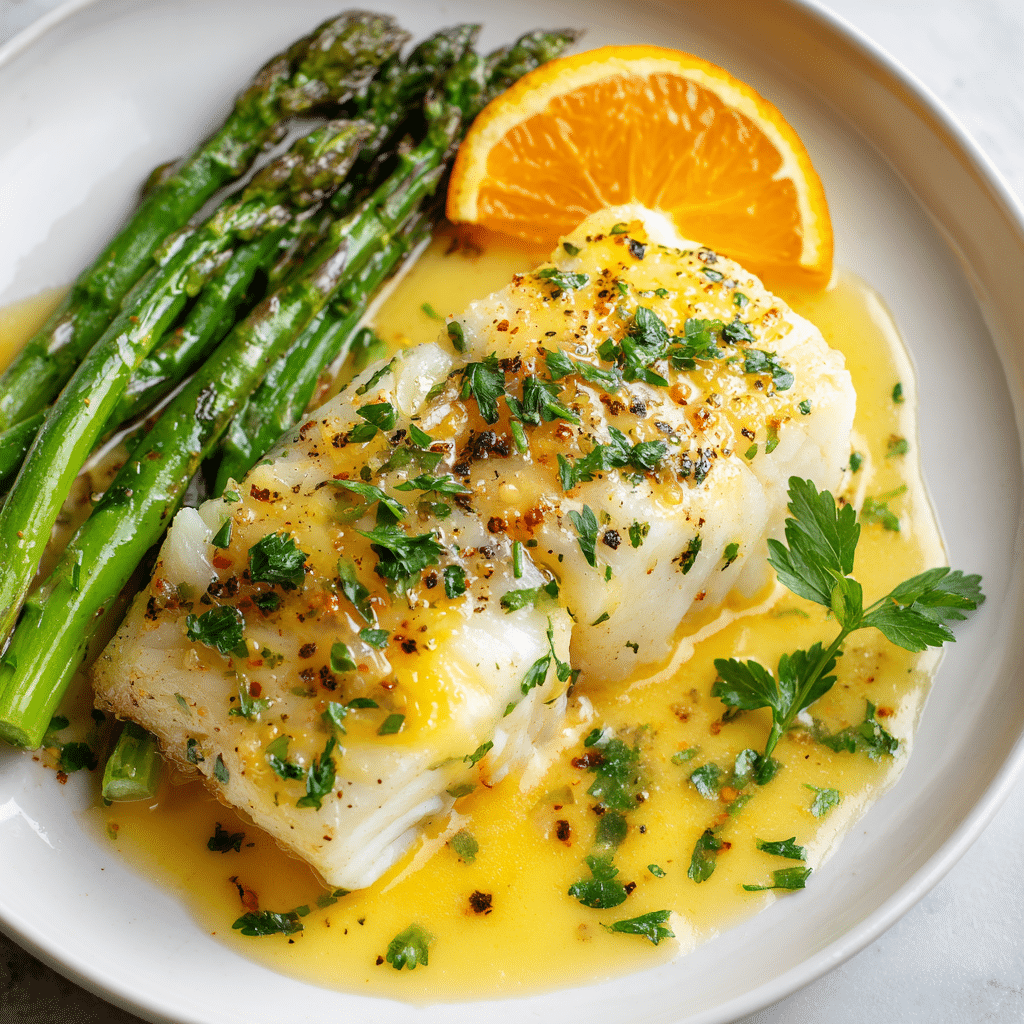 Baked Cod with Orange Beurre Blanc Recipe - Recipe Image