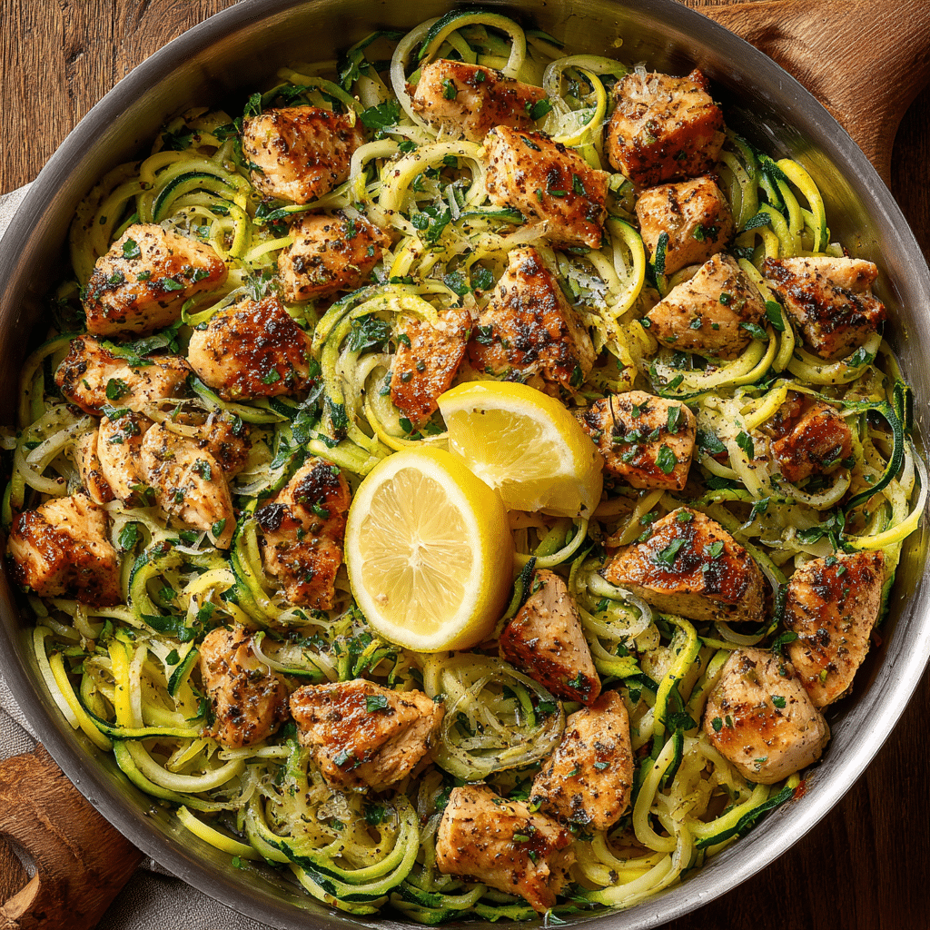 Lemon Garlic Chicken Zoodles Recipe - Recipe Image