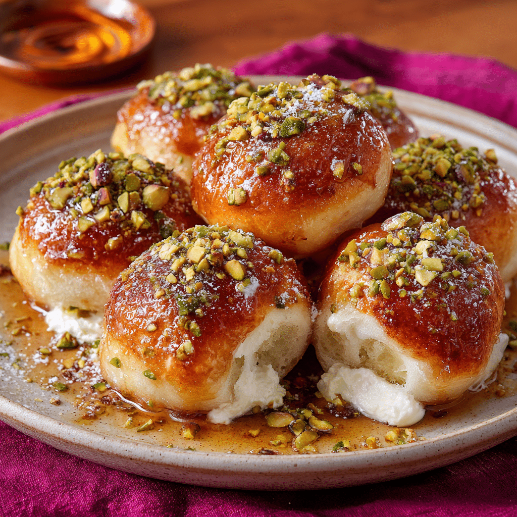 Stuffed Gulab Jamuns with Cream and Pistachio Filling Recipe