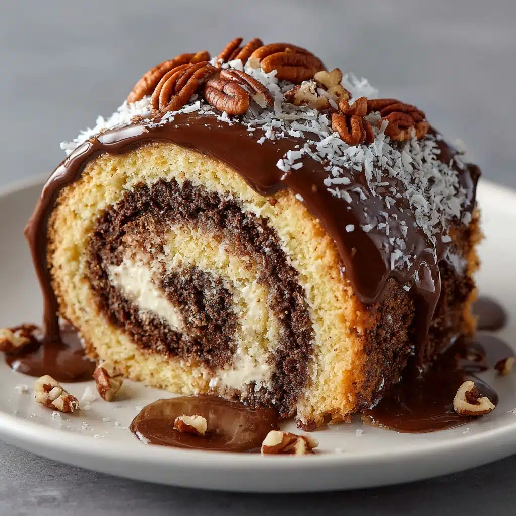 Decadent German Chocolate Coconut Pecan Roll Cake Recipe