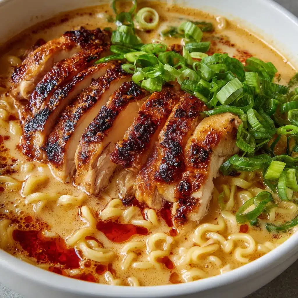 Fiery Chicken Ramen with Creamy Garlic Sauce Recipe - Recipe Image
